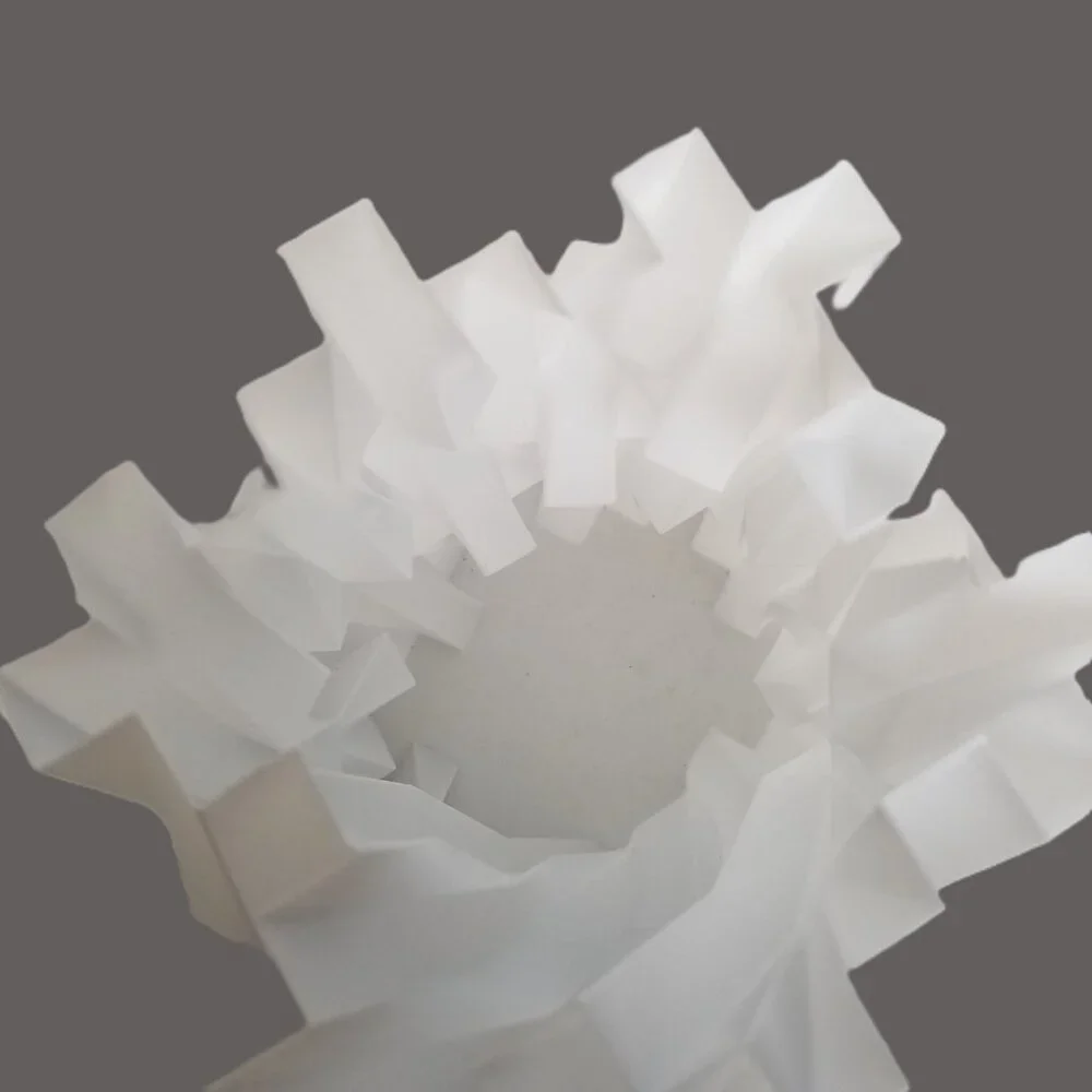 3D Printed Vase White Geometric Modern Minimalist Home Decor Sculptural